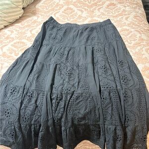 Sundance Black Eyelet A-Line Skirt